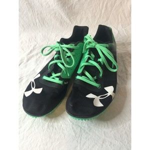 Under Armour Men's Kick Distance Spikes 1273940-003 Black Green Size 10.5 Wrench